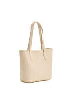 Beige tote bag on a white background