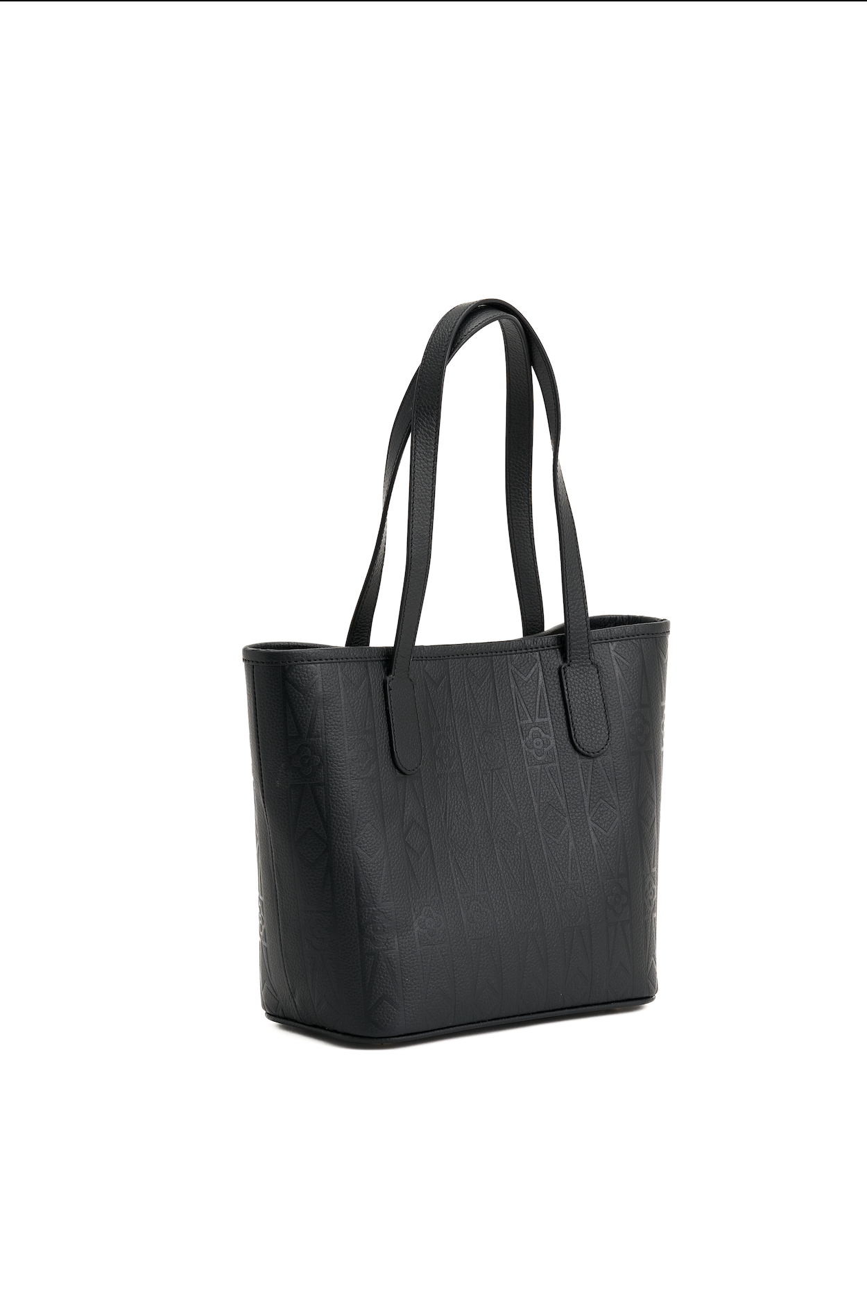 Black tote bag on a white background
