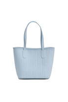 Light blue textured tote bag on a white background